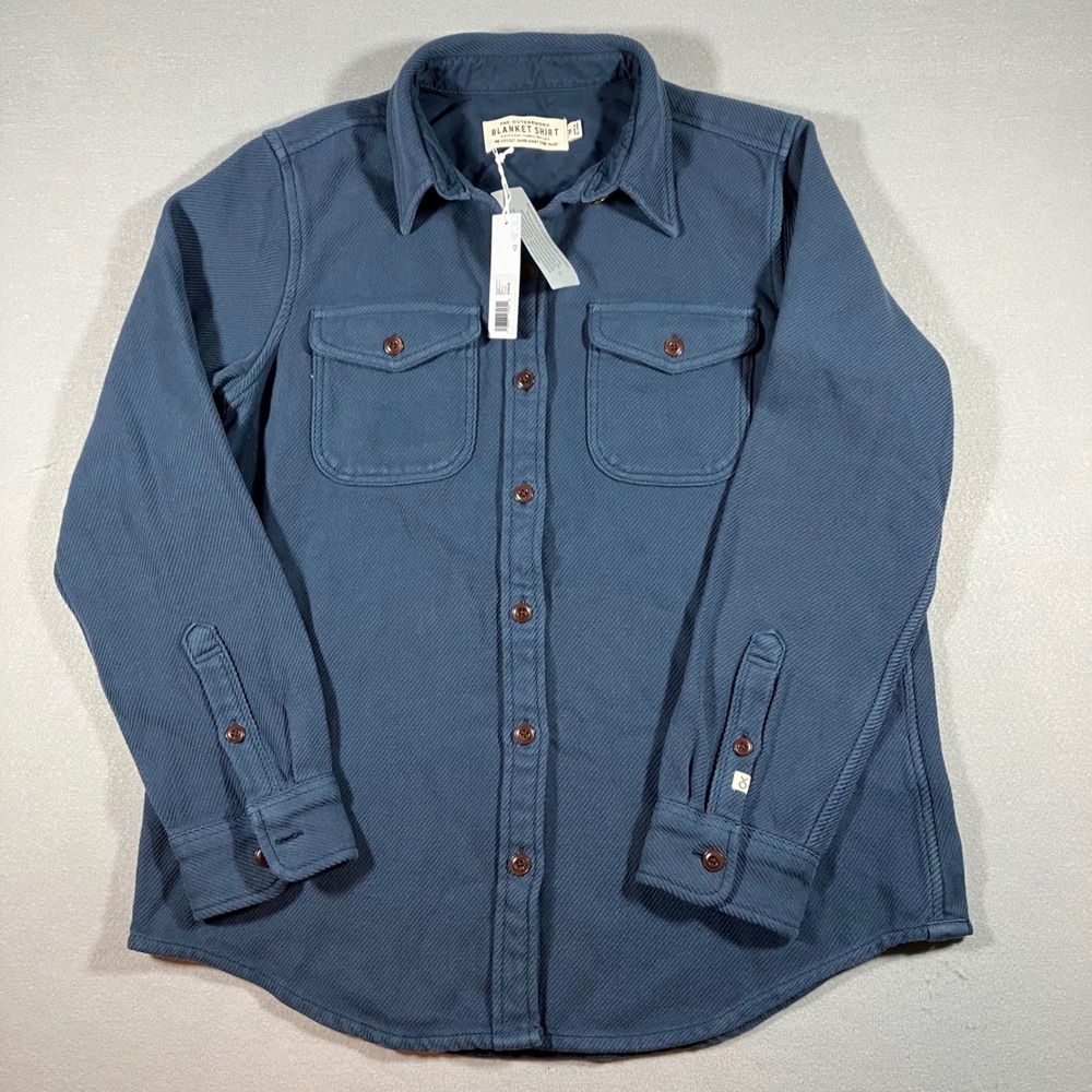 NWT Outerknown Blanket Shirt Women M Marine Blue Organic Cotton Twill Shacket